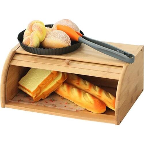 15.74X10.6X6.7 In Bamboo Roll Bread Box Eco-friendly Cooking Baking Food Storage Assembly Case Required Kitchen Home Holder