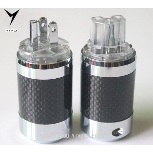 XSSH YIVO HiFi US Version Carbon Fiber Tellurium Copper Rhodium Plated DIY Electrical US 3 pin IEC ac power cord plug Connector