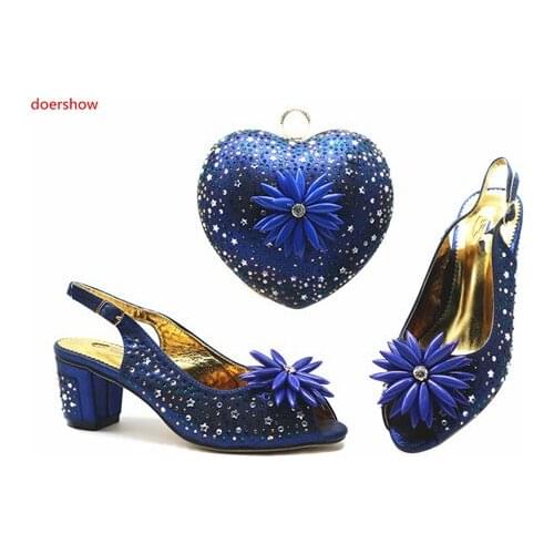 Doershow 2019 Latest blue African Shoes And Bag Set For Party High Quality Italian Ahoes And Bags To Match for Women!!HTB1-12