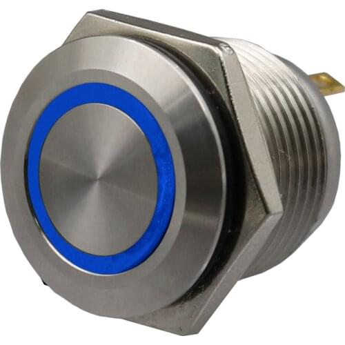 1Pcs PBM16 Metal 4 Pin 6V Blue Ring Light 16mm Momentary Push Button Switch