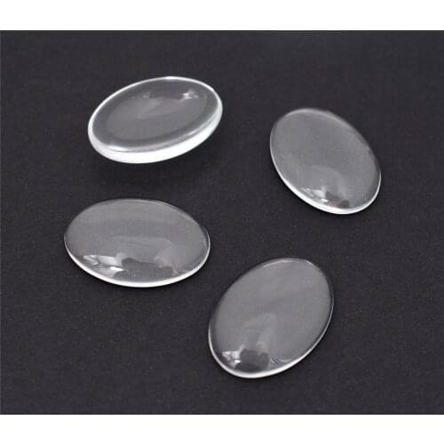10pcs/lot 18x25mm Oval Flat Back Tranparent Clear Glass Cabochon Crystal Domed Magnifying for Diy Charm Pendant Jewelry Making