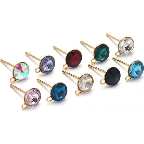 10pcs Cubic Zirconia Stud Earrings Stud Post With loop Rhinestone Hypoallergenic Earrings Accessory
