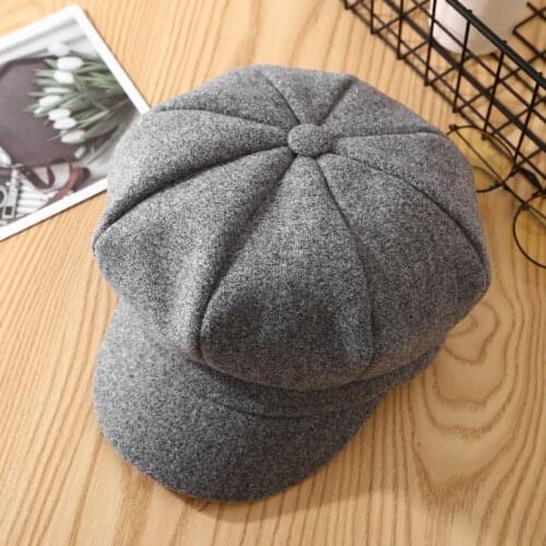 2020 Auutmn Winter Hats for Women Solid Plain Octagonal Newsboy Caps Men Ladies Casual Wool Hat Winter Beret Women Painter Cap