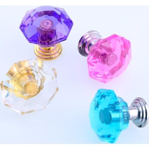 25mm pink purple lake blue clear acrylic drawer shoe cabinet samll knob pull silver gold cupboard dresser tv cabinet handle