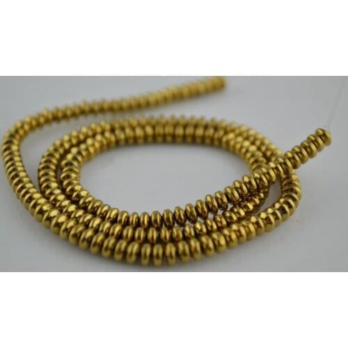 5pcs 2x4mm Faceted Roundel Hematite Beads Glod Color 16 Inch DIY Materials