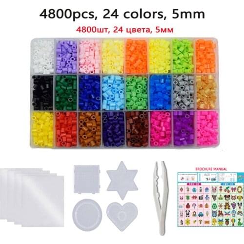 5mm Hama beads 15 24 48color/set perler beads Iron Paper ironing beads Diy puzzles pegboard Handmade toys for girls
