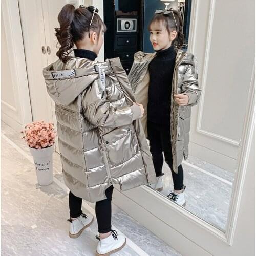 2020 Winter Jacket For Girls Hooded Warm Children Coat 5-14 Years Kids Teenage Cotton Parkas Outerwear Small Rabbit Fur Liner