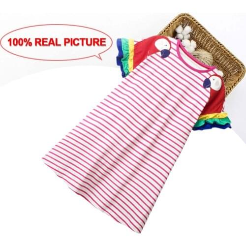 Sweet Girls Dress Kids Flower Printed Princess Dress Children BABY Dresses Halloween Cosplay Fancy Parrot Sleeve Stripes Fashion