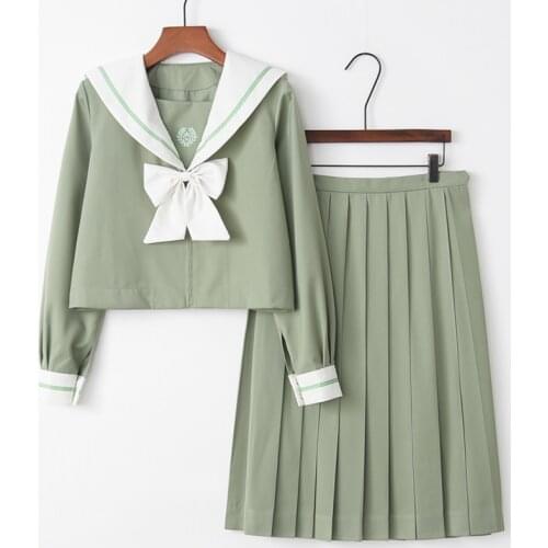 Women JK Navy High School Uniforms Mori Girl Preppy Style Sailor Suits Two-piece Set Short Top Pleated Sirts
