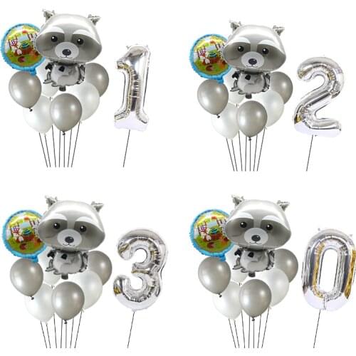 Jungle Theme Party Decorations Fox Mix 18inch Squirrel Foil Balloons Headdress Gold Silver 32Inch Number Baby Shower Supplies