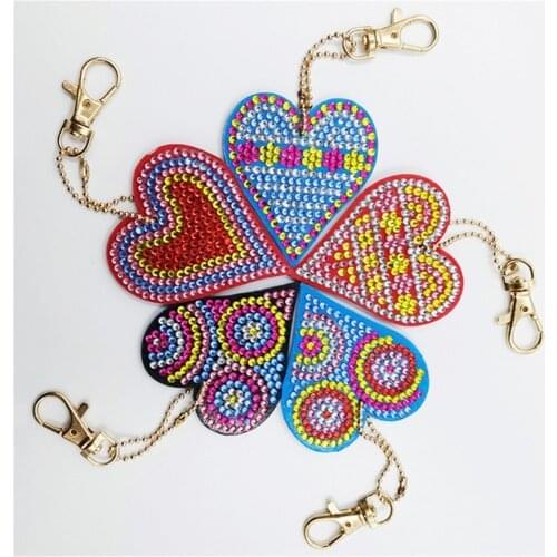 HUACAN DIY Diamond Painting Keychain Keyring Diamond Mosaic Layout Bag Decorations Key Buckle Cartoon Handmake Gifts