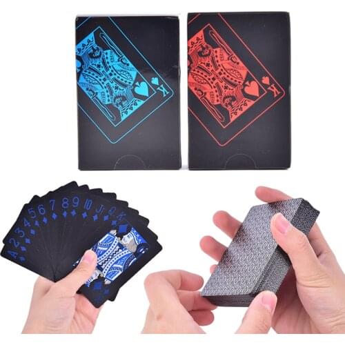 Magic Box-packed Waterproof PVC Plastic Playing Cards Poker Black Playing Cards Board Game Quality Classic Magic Tricks Tool