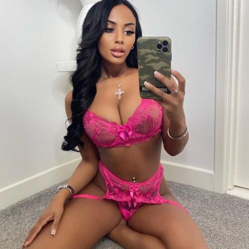 3Pcs Mesh Perspective Women Underwear Set Ladies Fashion Temptation Sexy Lingerie Erotic Bra Garter Briefs Sets