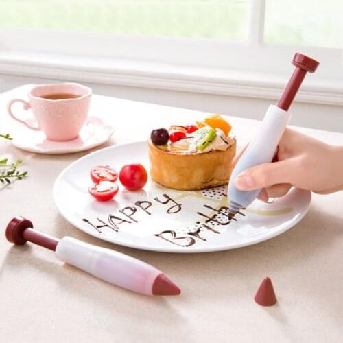 13.5*2.7cm Pastry Pen Cream Chocolate Fruit Jam Plunger Design Cake Decorating Supplies Silicone+Plastic Icing Piping Pen
