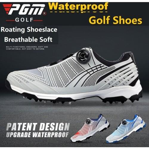 Pgm Golf Shoes Men Sports Shoes Waterproof Sports Shoes Knobs Buckle Shoelace Breathable Man Sneakers Anti-slip Trainers