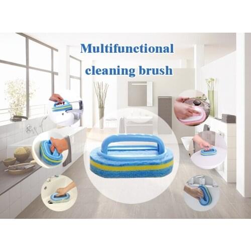 Kitchen Cleaning Bathroom Toilet Kitchen Glass Wall Cleaning Bath Brush Plastic Handle Sponge Bath Bottom