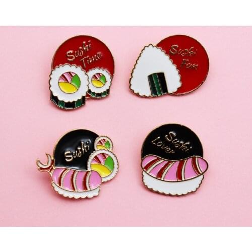 Lovely Sushi Rice and vegetable roll Enamel Brooch Japanese food Jewelry for sushi loving friends Lapel Pin Badge gift