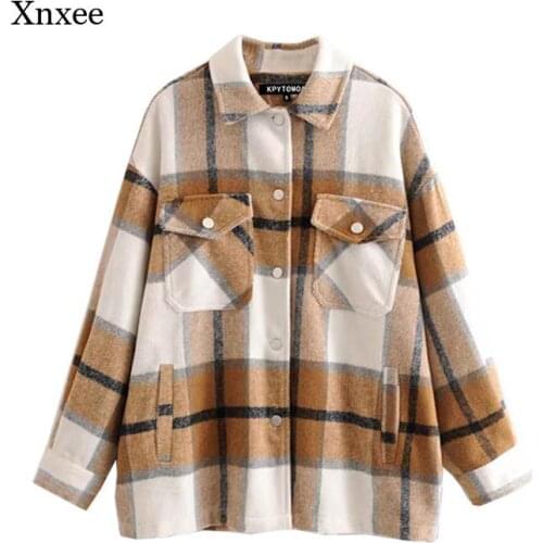 Fashion Lapel Collar Shirts Vintage Stylish Pockets Oversized Tops Jacket Coat Women Long Sleeve Loose Outerwear Chic Blouses