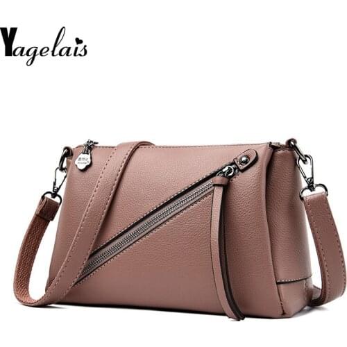 Diagonal Zipper Fashion Women Messenger Bag Washed PU Leather Shoulder Bag Casual Square Bag Female Crossbody Bags Handbag