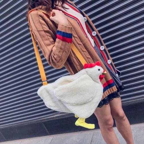 Fashion Women Messenger Bag Cartoon Chicken Casual Shoulder Bags Cute Ladies Girls Plush Handbag sac a main 2020 Hot Sale