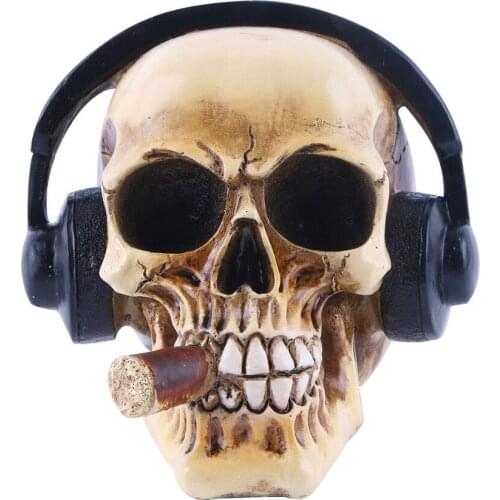 MRZOOT Resin Craft Statues For Decoration Skull Wearing Headphones Music Bar Decoration Creative Skull