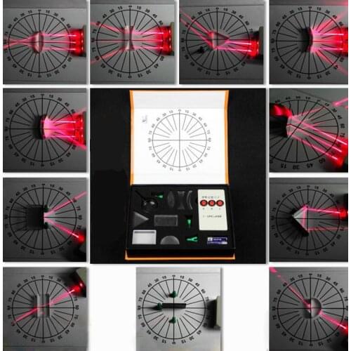 Optical Experiment kit Triangular Prism Convex Lens Concave Mirror Dial Three Line Semiconductor Laser Light Source Physics