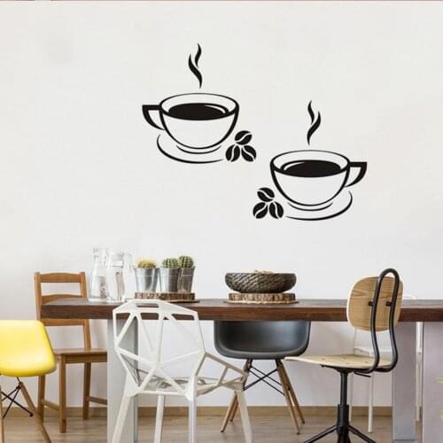 Kitchen Wall Stickers Creative Coffee House Cup Wall Stickers Vinyl Decal Mural Home Decor Removable Home Decoration Accessories