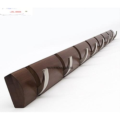 Natural Bamboo Stainless Steel Hook Wall Clothes Bag Headphone Key Hanger Kitchen Bathroom Door Towel Rustproof Hanger hooks