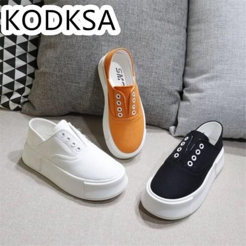 2021 chunky canvas spring new solid color Korean version casual sports single shoe with flat heel and low top