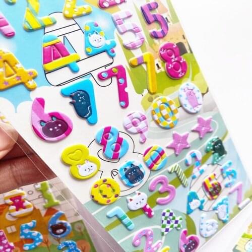 Educational Childrens New Cartoon Stickers Childrens Reward Stickers 3D Stickers Animal Stickers Car Fish Bubble Stickers