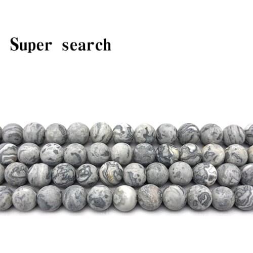 Wholesale Natural Frosted Map Jaspers Round stone Beads 15" Strand 4 6 8 10 12MM Pick Size For Jewelry Making Bracelet Necklace