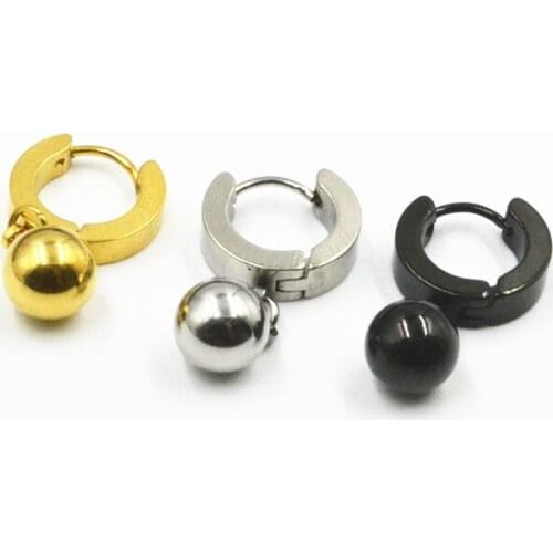 Lot 50pcs Fashion Jewelry- Hoop Circle Earrings Pendant PUNK EMO Men/Women Ear Studs/Earring Stainless Steel Balls Hoop Ring