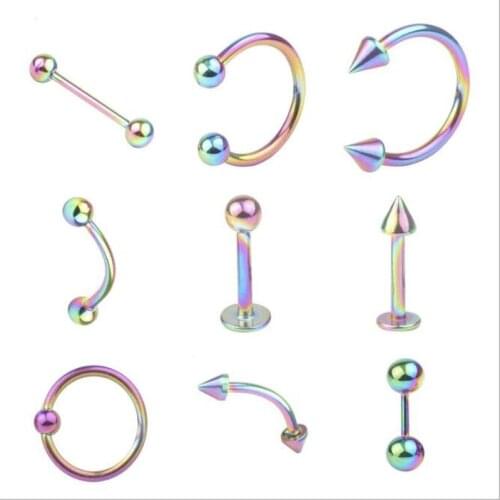 JINGLANG European and American piercing mixed suits, stainless steel tongue nails, lip nails, belly button rings, eyebrow nails