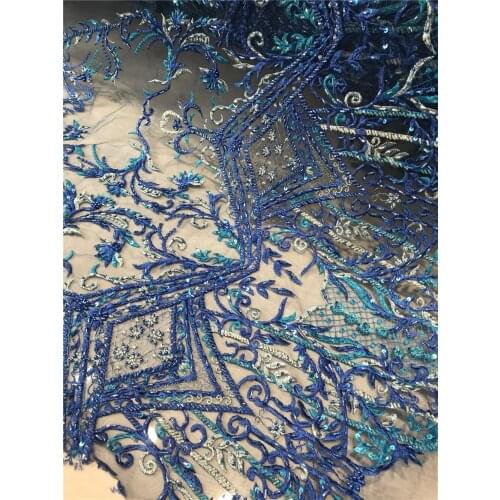 Latest French Lace Fabric with beads L-288889 Fabric High Quality African Tulle Mesh Lace Fabric Embroidery Wedding Lace Fabirc