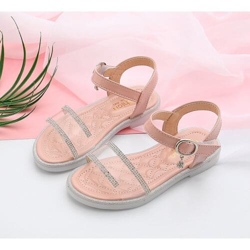 Transparent Children Shoes Girls' Fashion Rhinestone Princess Sandal Kids Beach School Shoes 2021 Summer Little Girl Shoes 3-12
