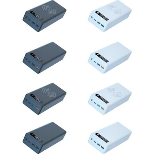 Detachable QC3.0 PD LCD Display DIY 16x18650 Battery Case Power Bank Shell 5W/10W Wireless Charging Box without Battery