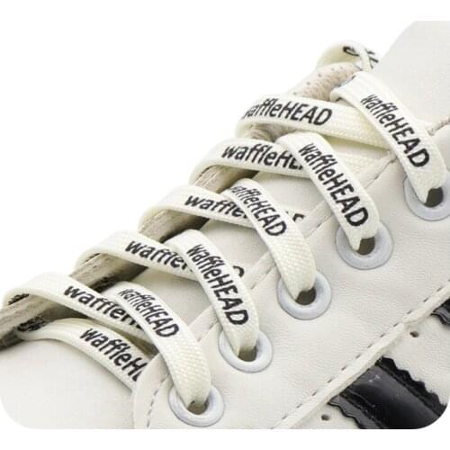 Weiou All-matched Shoelaces 0.7 Cm Flat Sports Printed Waffle Head Women Men Shoe Laces Support Custom Logo Length Metal Tips