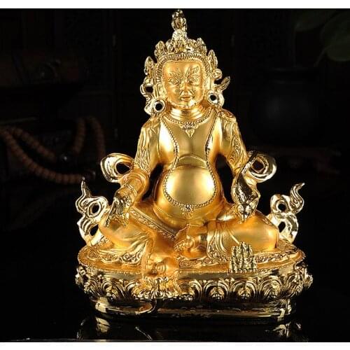 Tibetan Buddhist Ornaments Supplies Gilded Tantra Small Buddha Statue, Huang Caishen Zambara, Height 15cm