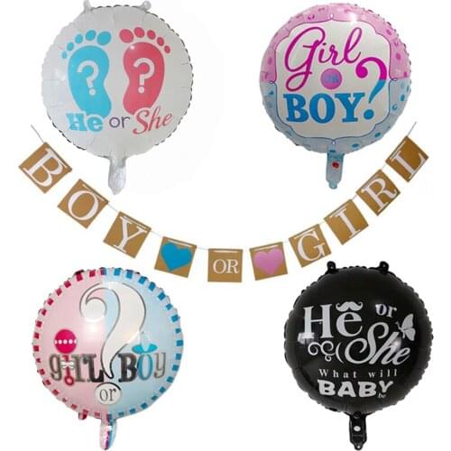 5pcs Boy or Girl Question Mark Foil Balloons Hanging Letters Paper Banner Baby Gender Reveal Theme Party Decoration Supplies