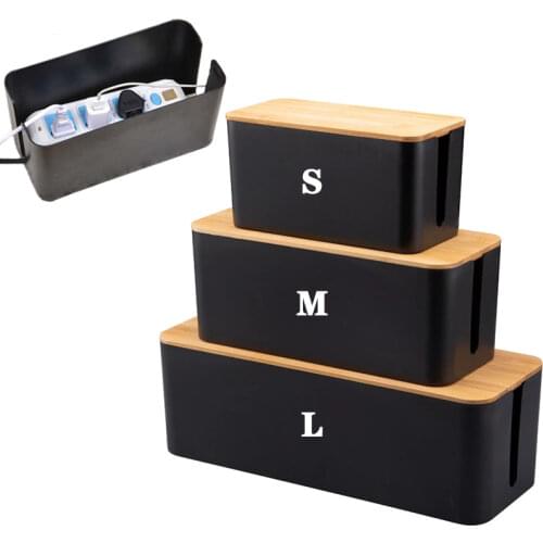 Cable Storage Box Wooden Power Line Storage Case Dustproof Charger Socket Organizer Wire Case Home Cable Winder Organizer