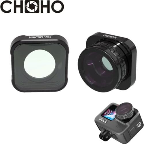 For GoPro Hero 9 Black Accessories Filter 180° Fisheye Macro 15X Close-up Lens Protective Cover Protector for Go Pro HERO9