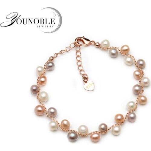 Real Natural Freshwater Pearl Bracelet For Women,Fashion Colorful Multi Layer Charm Bracelet Femme Birthday Gift