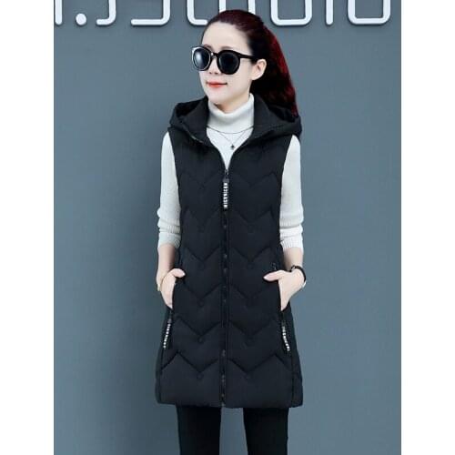ISENMAL Plus Size 4XL Women Winter Vest Casual Autumn Warm Thicken Long Sleeveless Waistcoat Female Cotton Padded Vest Jacket
