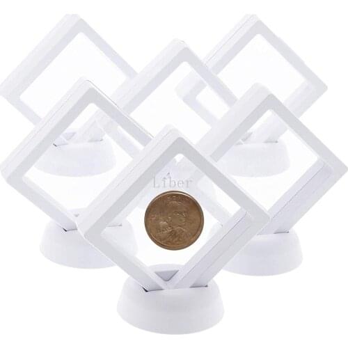 10Pcs 3D Floating Coin Display Stand Case Storage Box for Jewelry Earring Gems Ring Collection Challenge Medal Holder