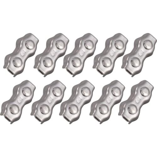 Hot 10 Pcs 3mm Duplex Clips Stainless Steel Wire Cable Rope Grips Clamps Caliper