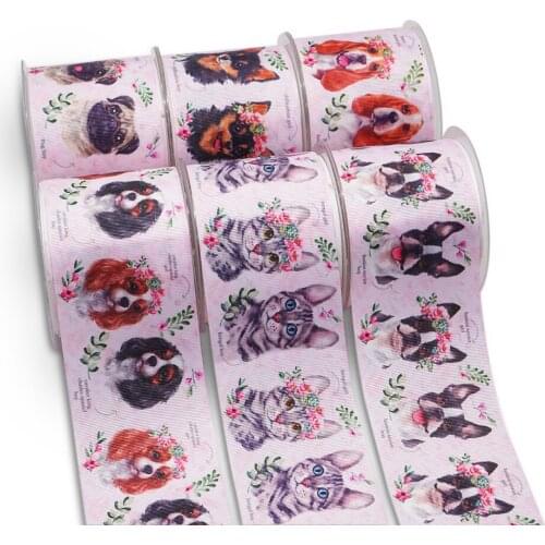 10 Yards 3inch 75mm Cartoon Printing Grosgrain Ribbon For Hair Bows DIY Crafts Handmade Accessories 57218