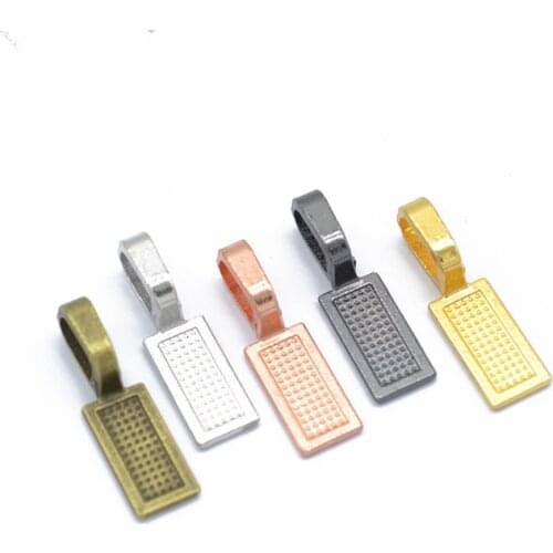 20pcs 26x8mm Tibetan Style Alloy Glue on Flat Pad Bails Rectangle Shape Pendants Charms Connector Hanger for Jewelry Making