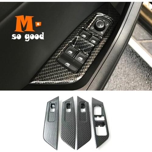2017 2018 For Skoda Kodiaq ABS Carbon Car armrest Door Window glass Lift Control Switch button Deco Panel Cover Trim Accessories