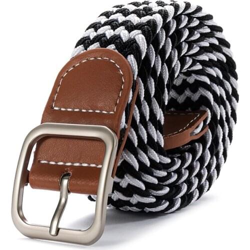 2021 Womens Holeless Wind Hundred Woven Belt Canvas Long Jeans GOLF Elastic Wide Trouser Belts