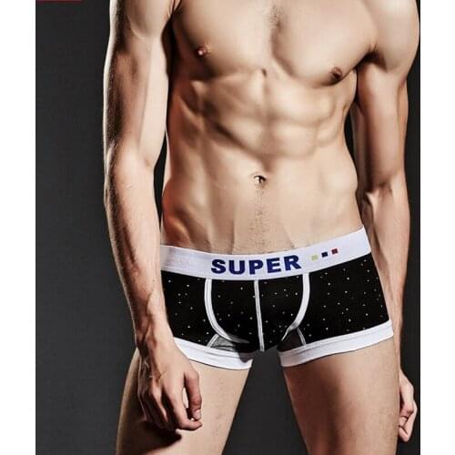 "Superbody Brand Men Cotton Underwear Boxers Sexy U Convex Pouch Design Men Boxer Shorts Dot Printing Home Pants Underpants "